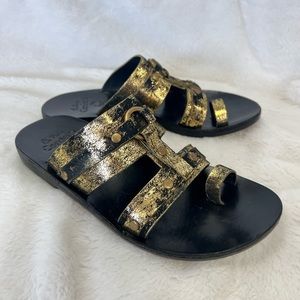 Stylish Black and Gold Women's Sandals